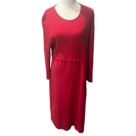 Zena 100% Cotton Red Petite Maxi Dress Long Sleeve - Picture 1 of 7